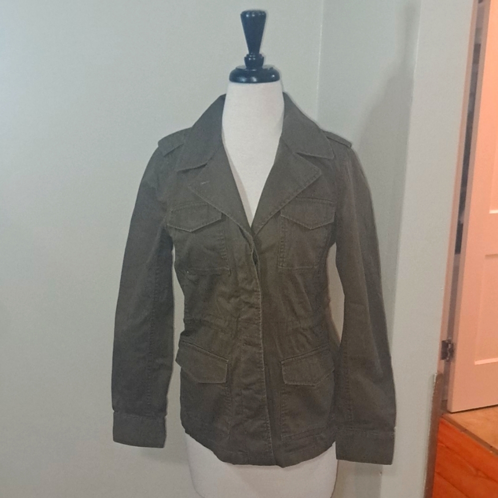 J Crew 100% Cotton dark Olive utility jacket EUC